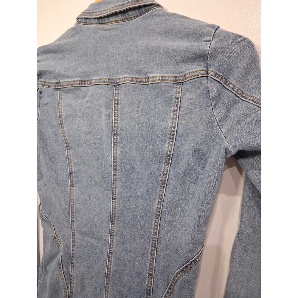 Windsor Light Wash Denim Full Zip Bodycon Mini Dress Long Sleeve Small D3885 - Picture 8 of 8
